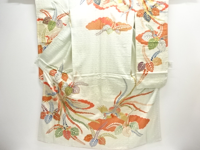 アンティーク　桐に鳳凰模様刺繍振袖